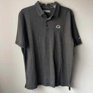 NWT NFL Shirt men's polo gray white striped Green Bay Packers Tommy Bahama Large